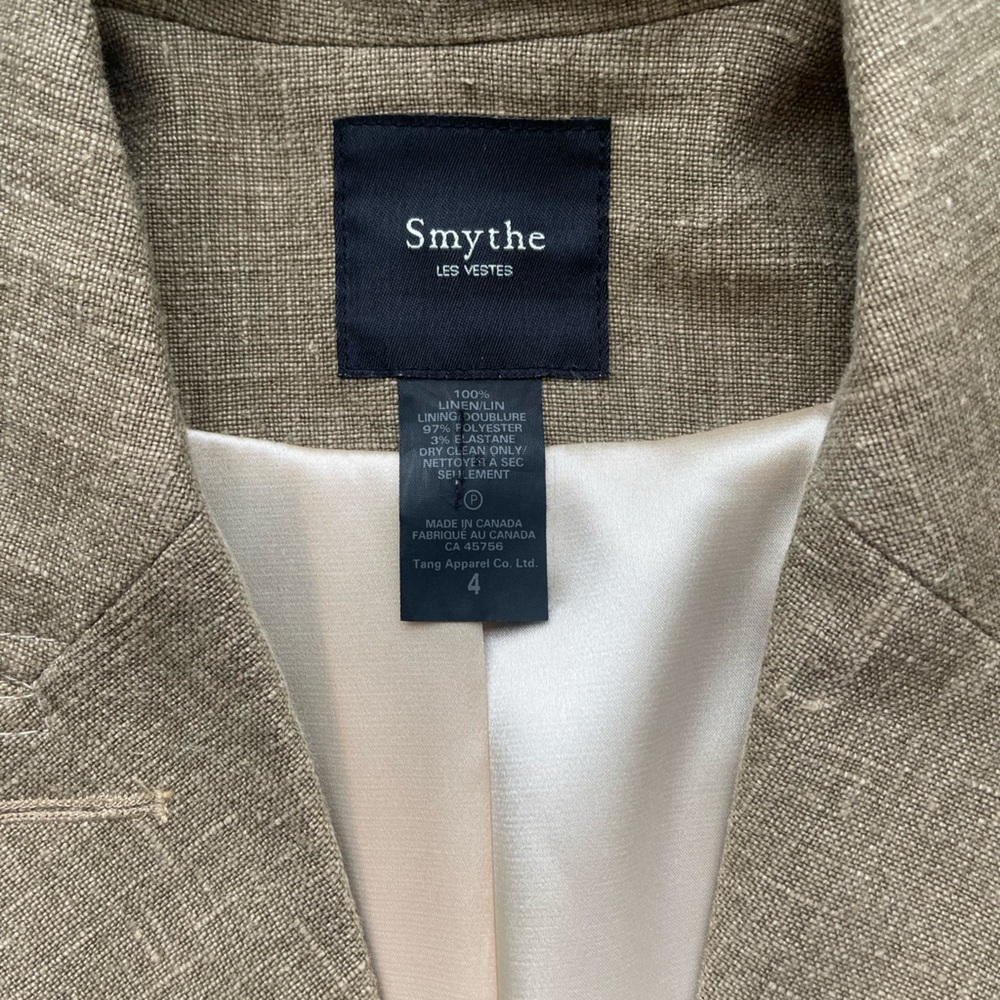 Smythe-  Patch Pocket Puff Sleeve Linen Blazer. - Picture 4 of 9